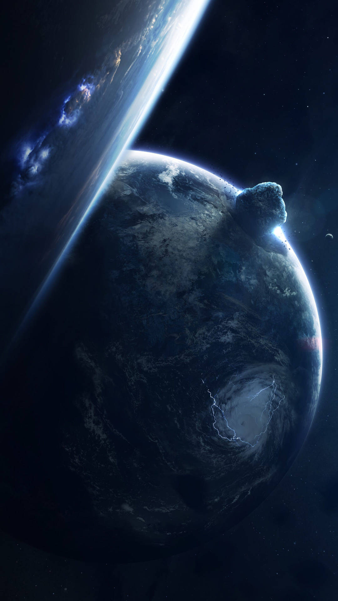 4k Phone Background Meteor Hitting Earth Wallpaper