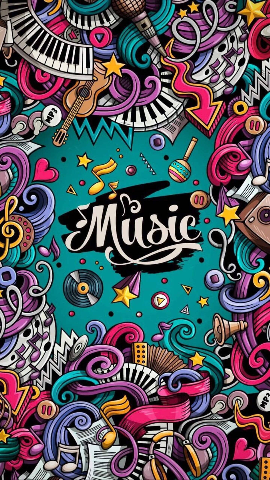 4ktelefonbakgrund Musik Doodles Wallpaper