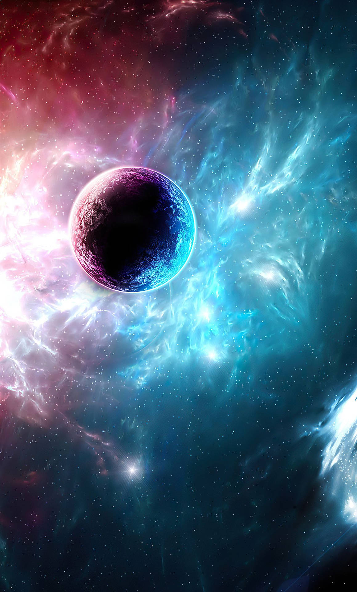 4k Phone Background Pink And Blue Aura Planet Wallpaper