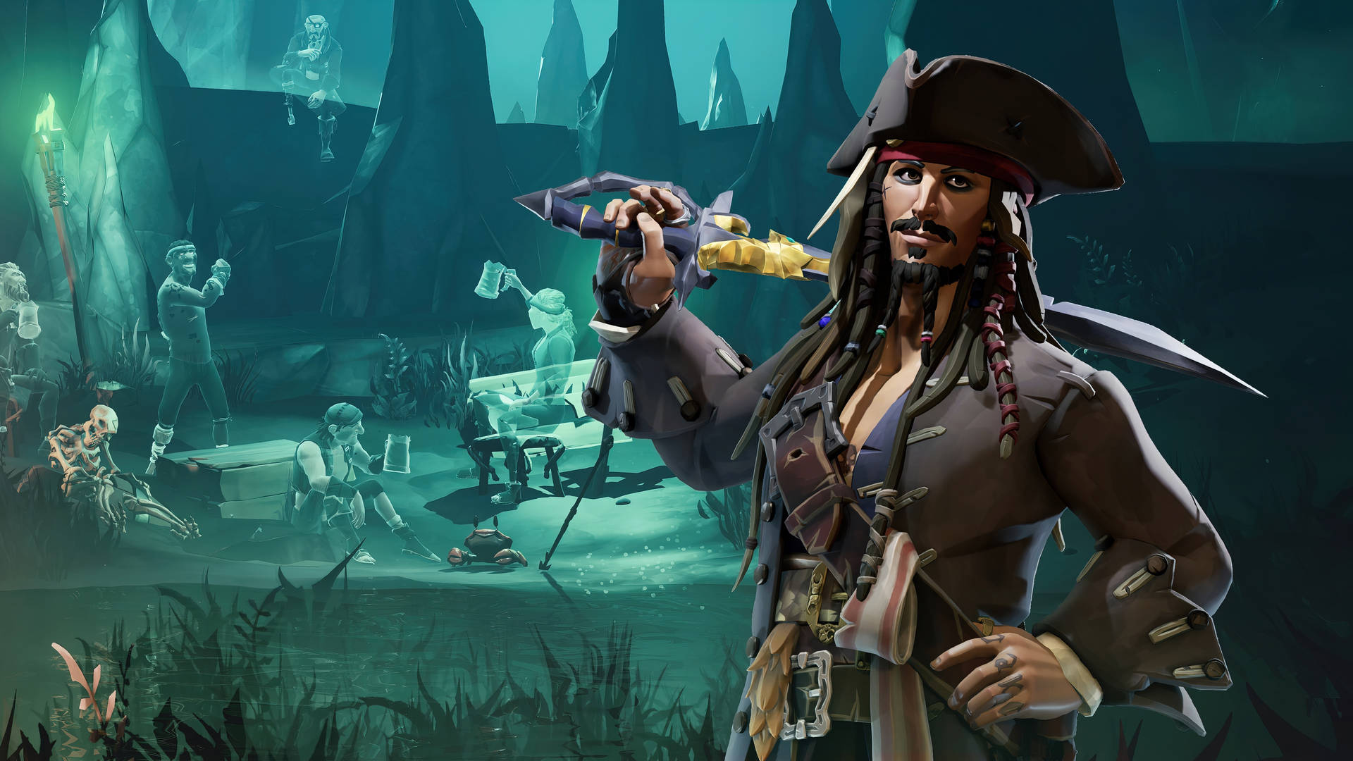 Download 4k Pirate Captain Jack Sparrow Cartoon Wallpaper 