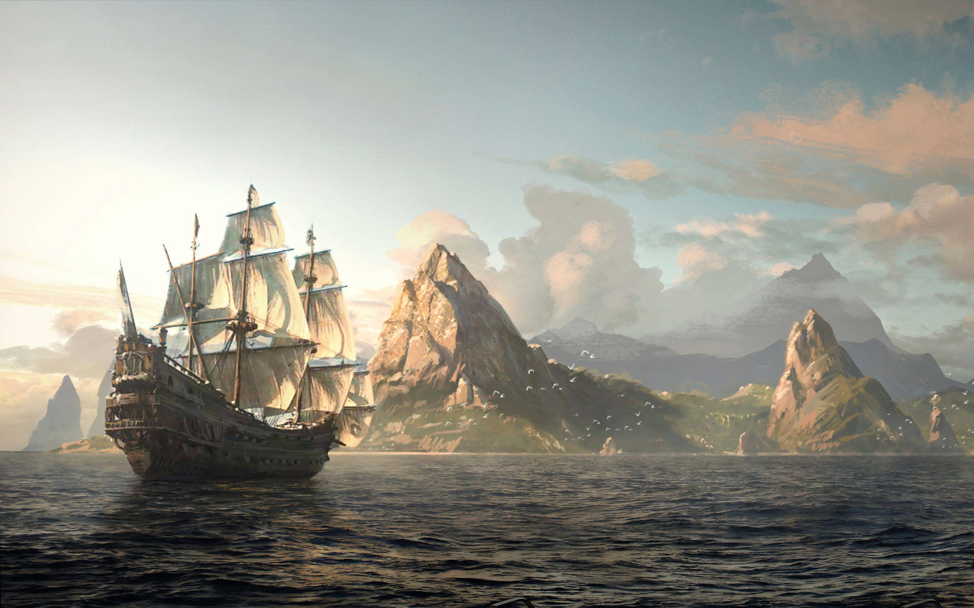 4K Pirate Ship About To Land Wallpaper