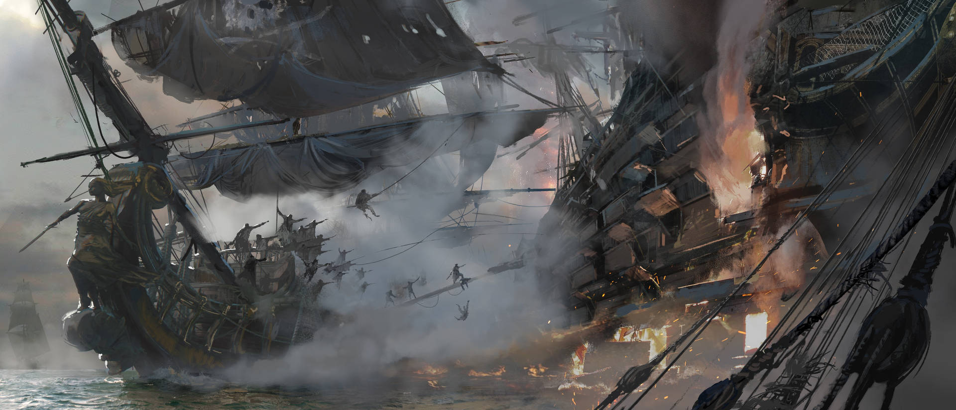 4K Pirate Ship During Battle Wallpaper