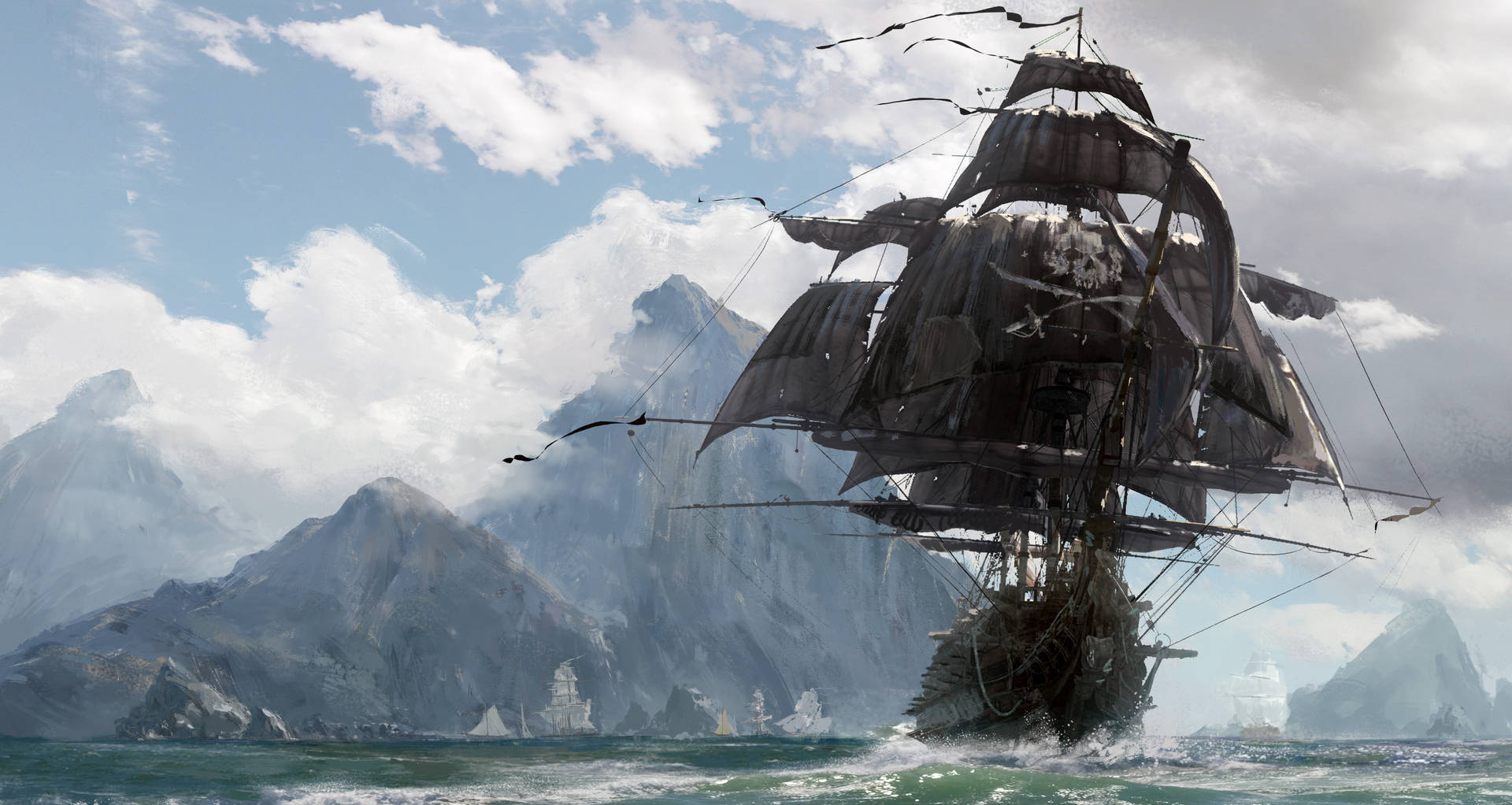4k Pirate Ship Painting Wallpaper