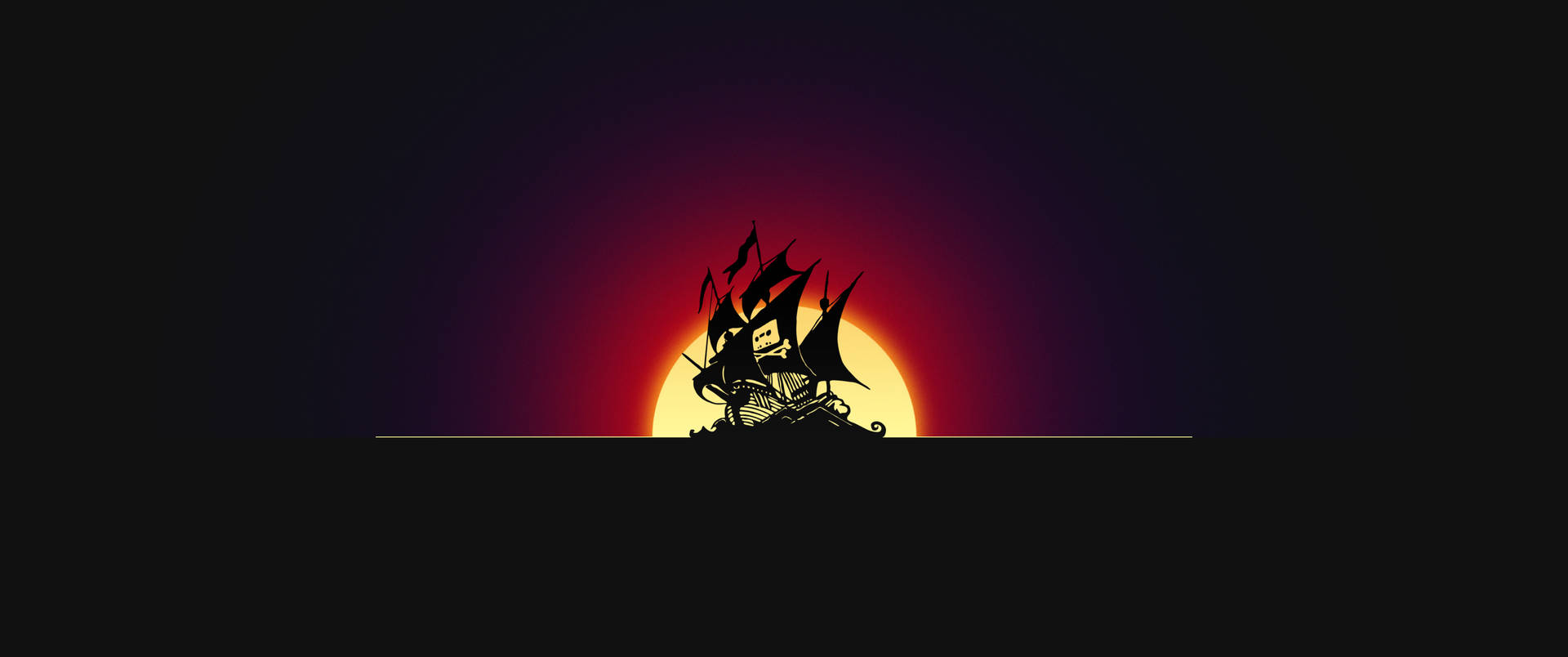 4K Pirate Ship Silhouette During Sunset Wallpaper