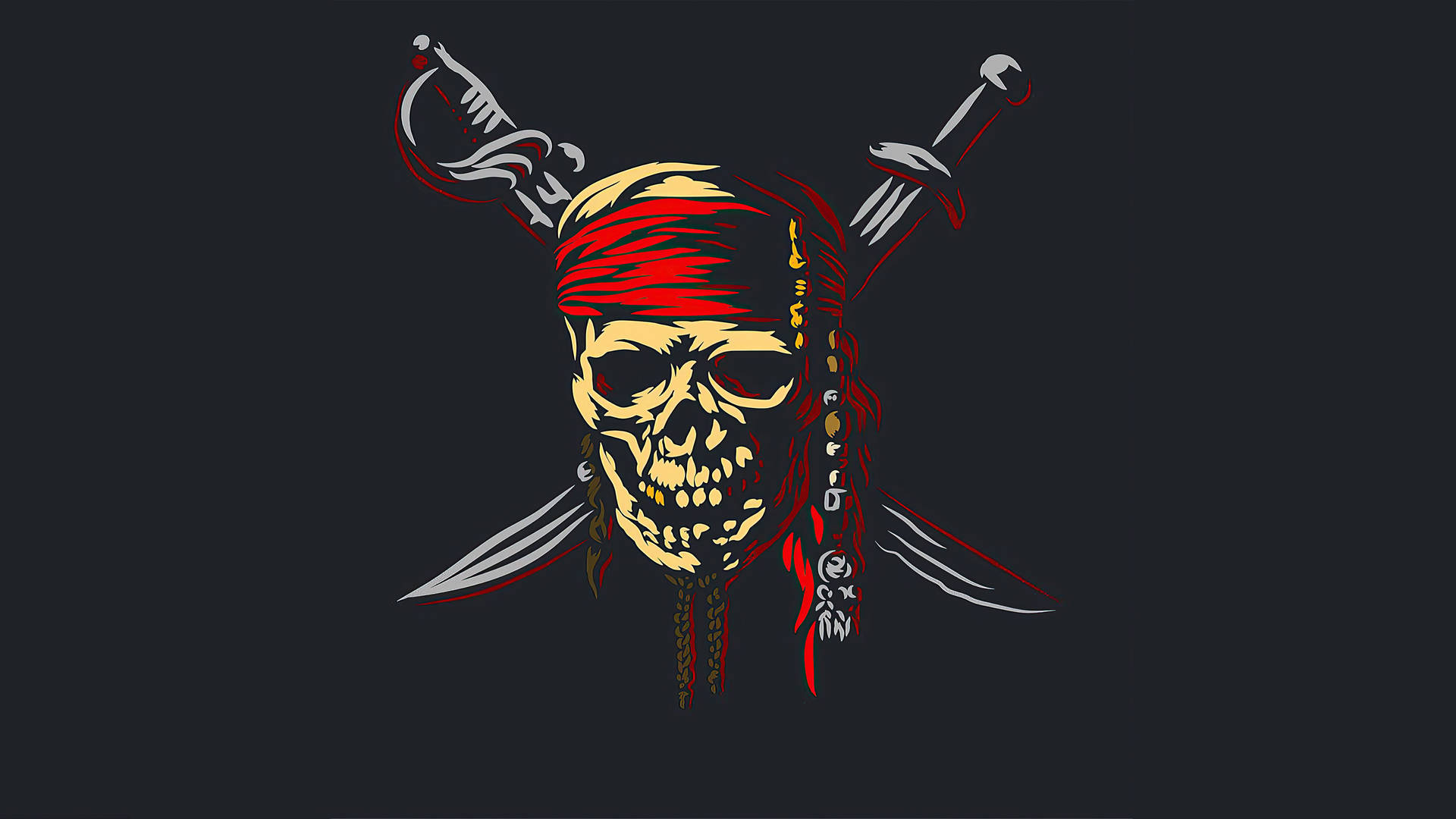 4K Pirate Skull With Swords Wallpaper