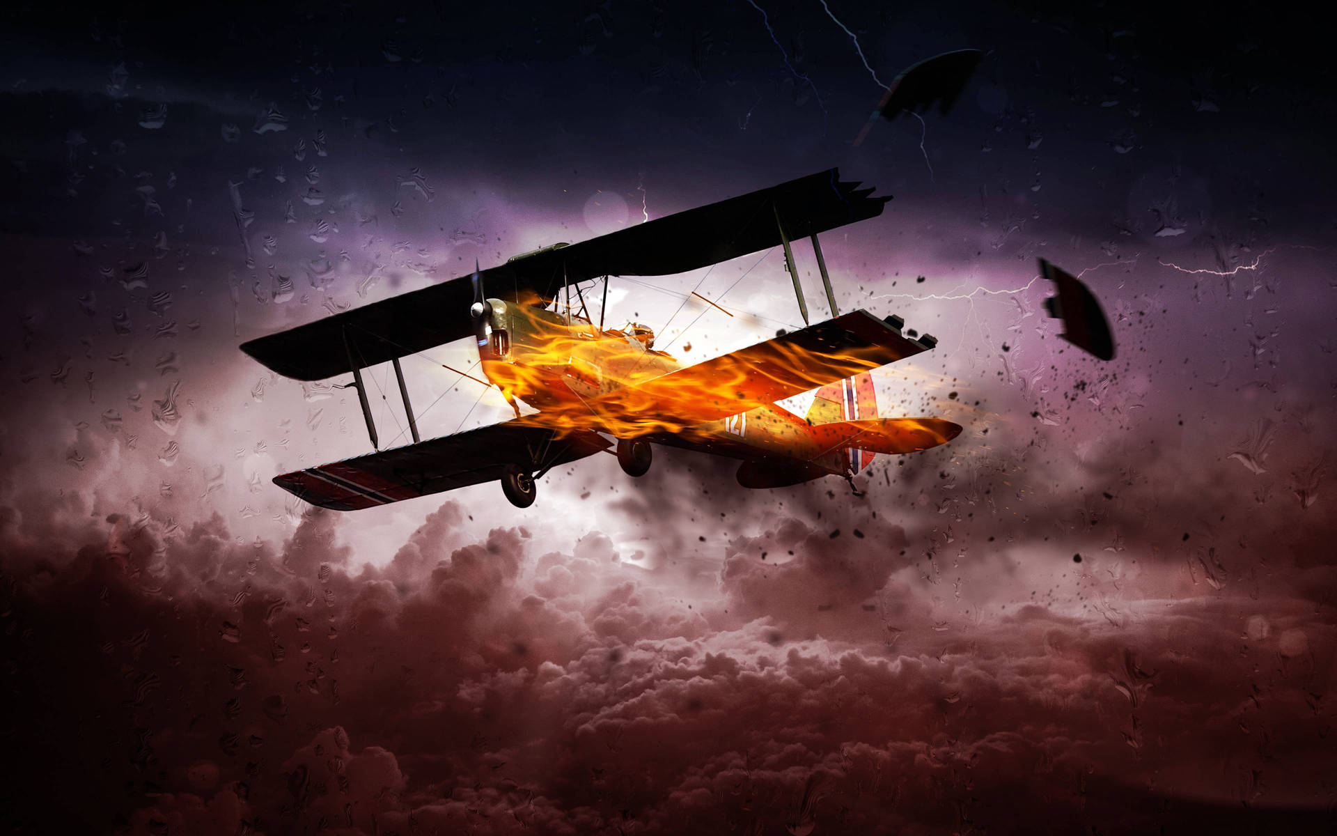 4k Plane Burning In The Sky Wallpaper