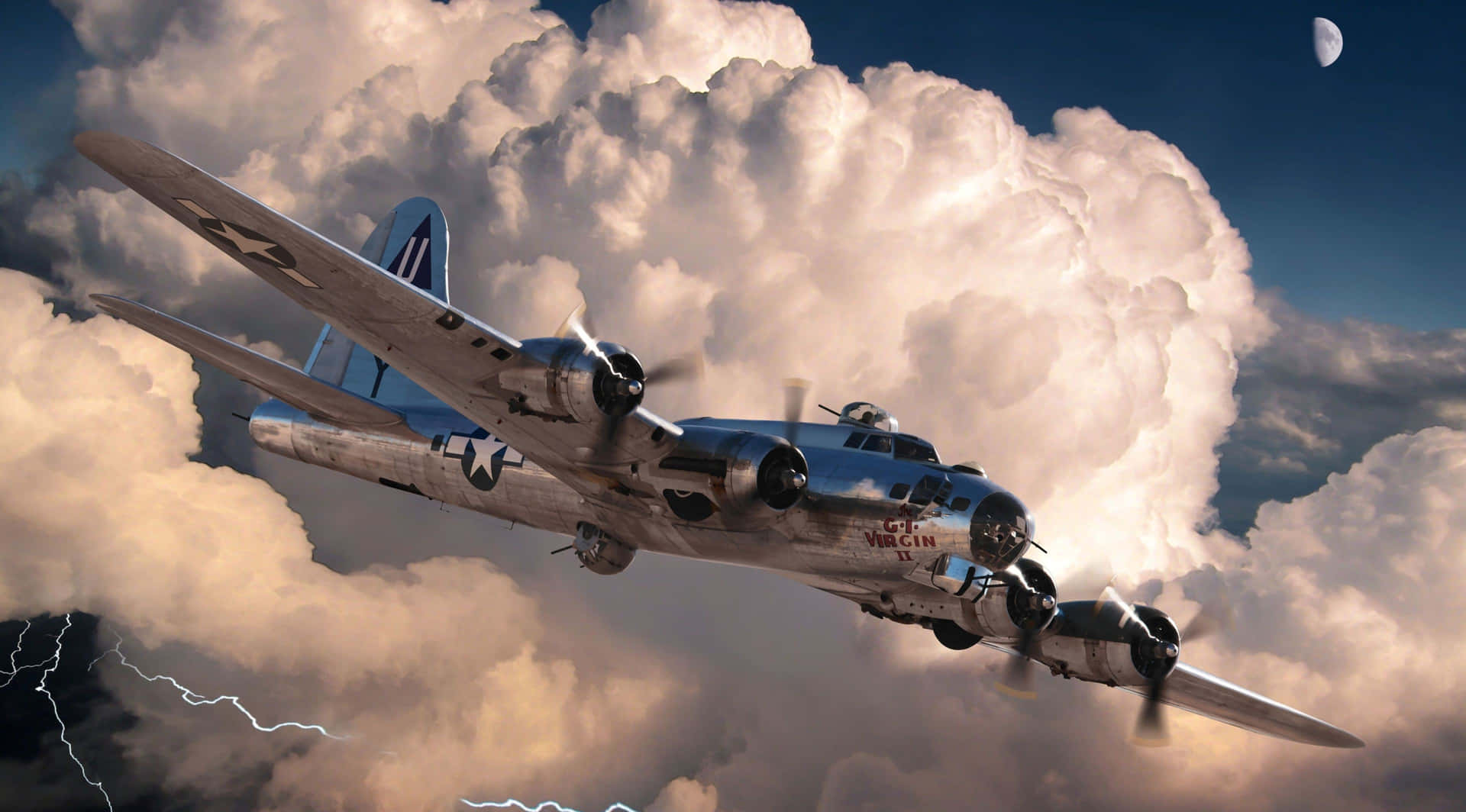 4kflugzeuge Mond Wolken. Wallpaper
