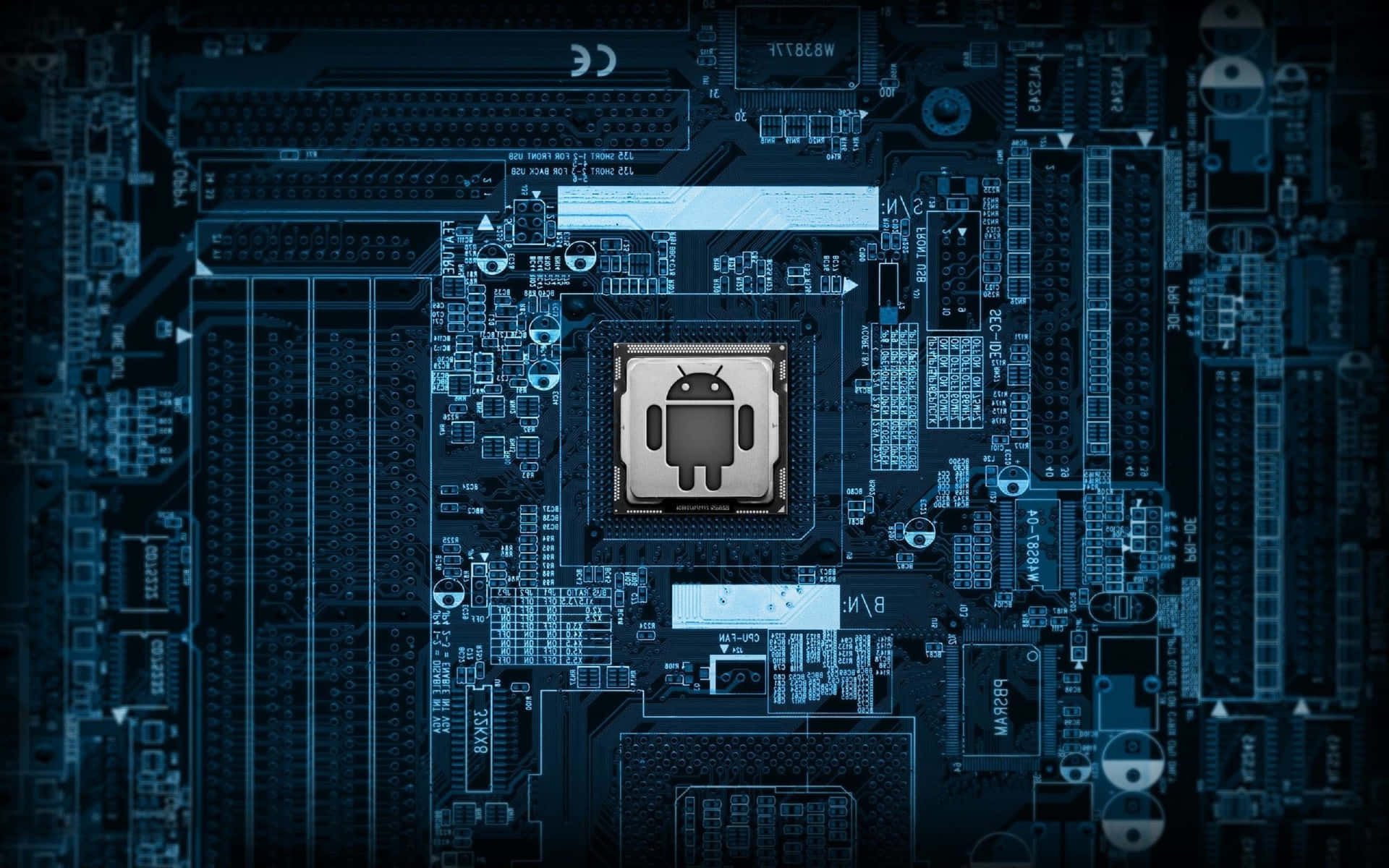 Closeup of a powerful 4K Processor on a computer motherboard Wallpaper