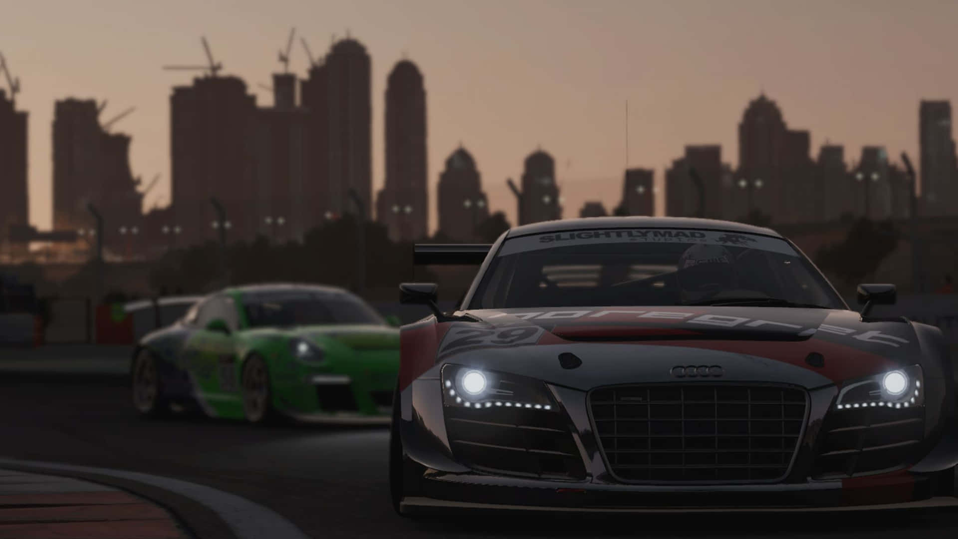4k Project Cars Green And Red Audi R8 LMS Background