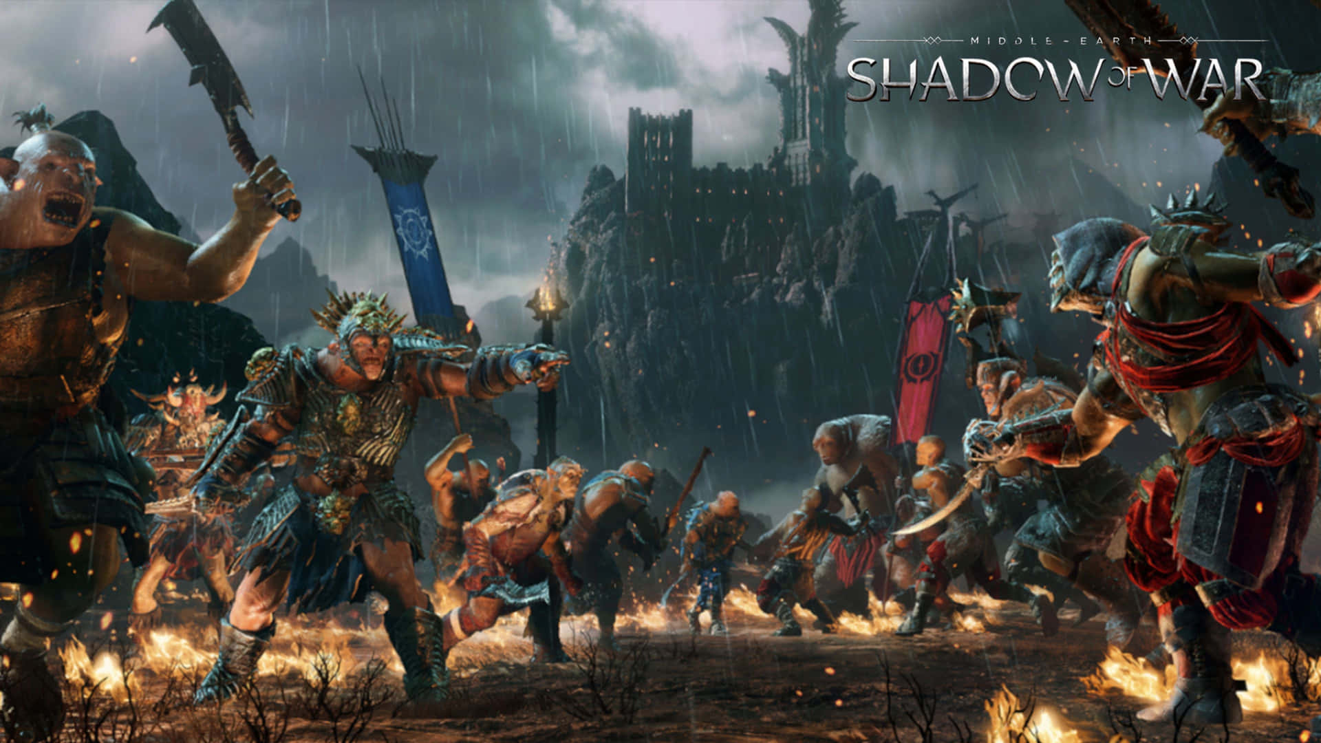 4k Shadow Of War Background Orcs Fighting