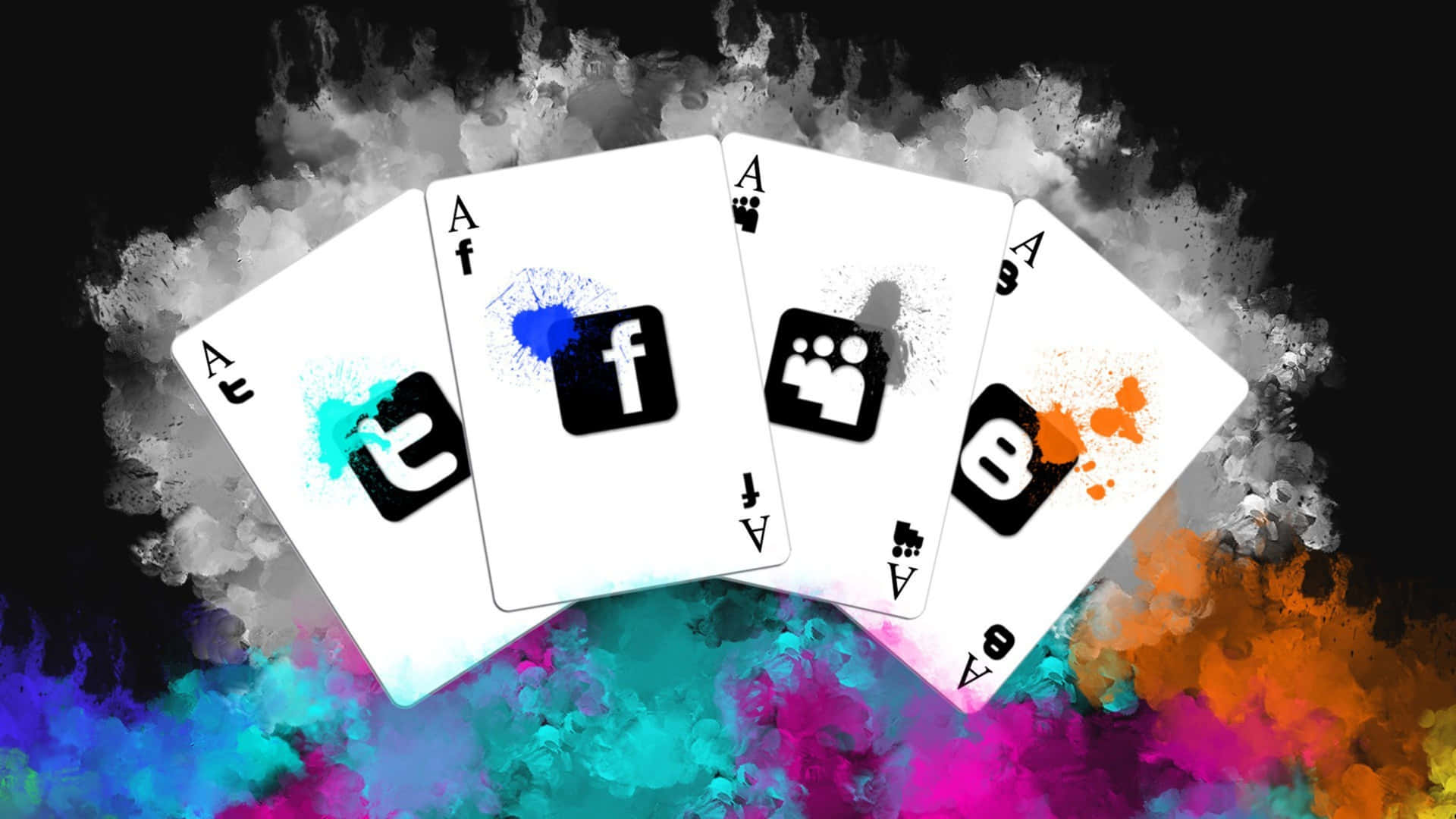 Landscape 4k Social Media Icons Playing Cards Background