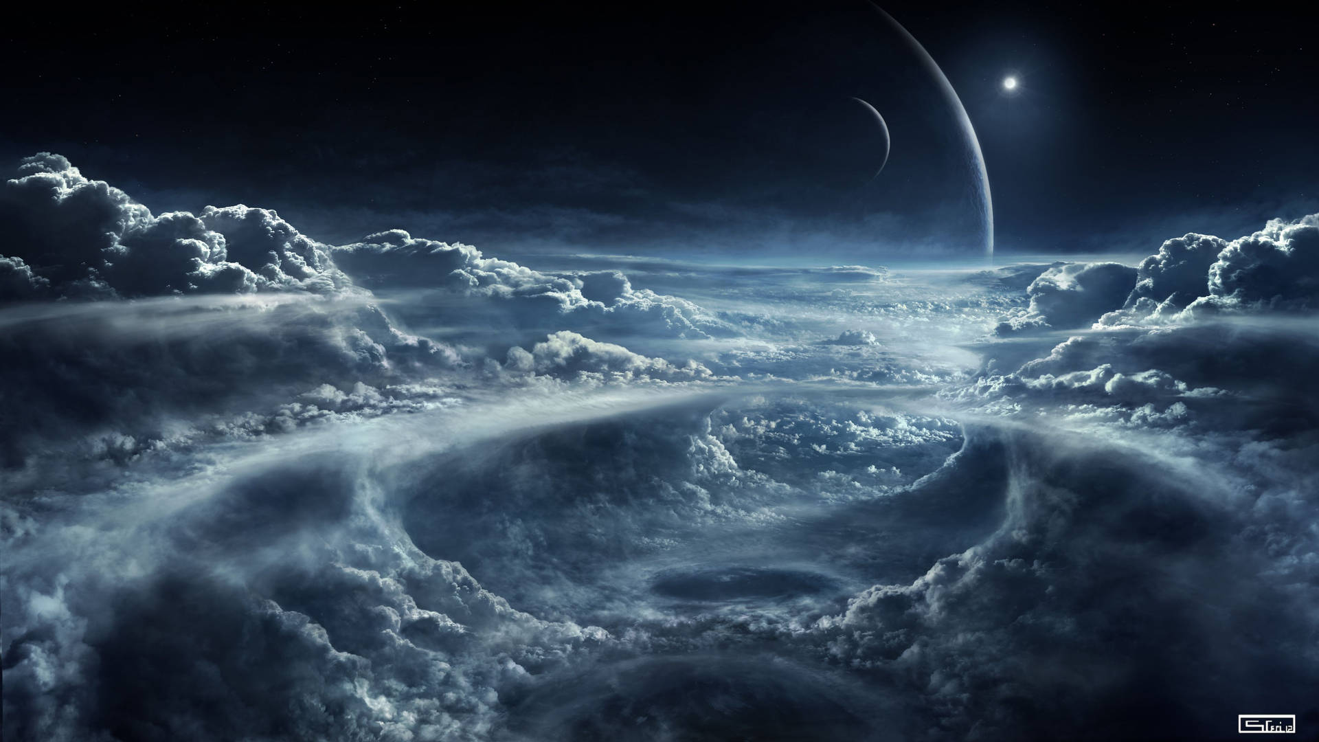 4K Space And Thick Clouds Wallpaper