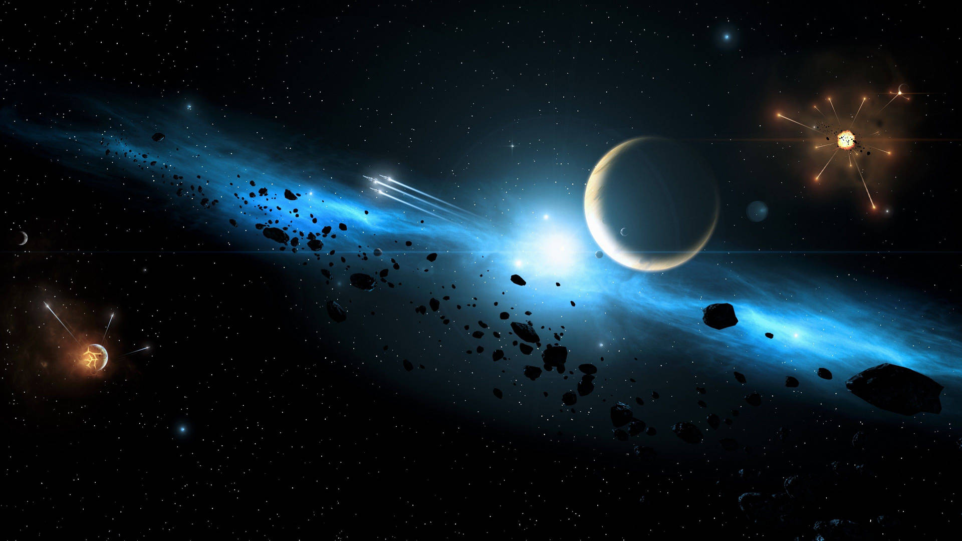 4k Space Asteroid Widescreen Background