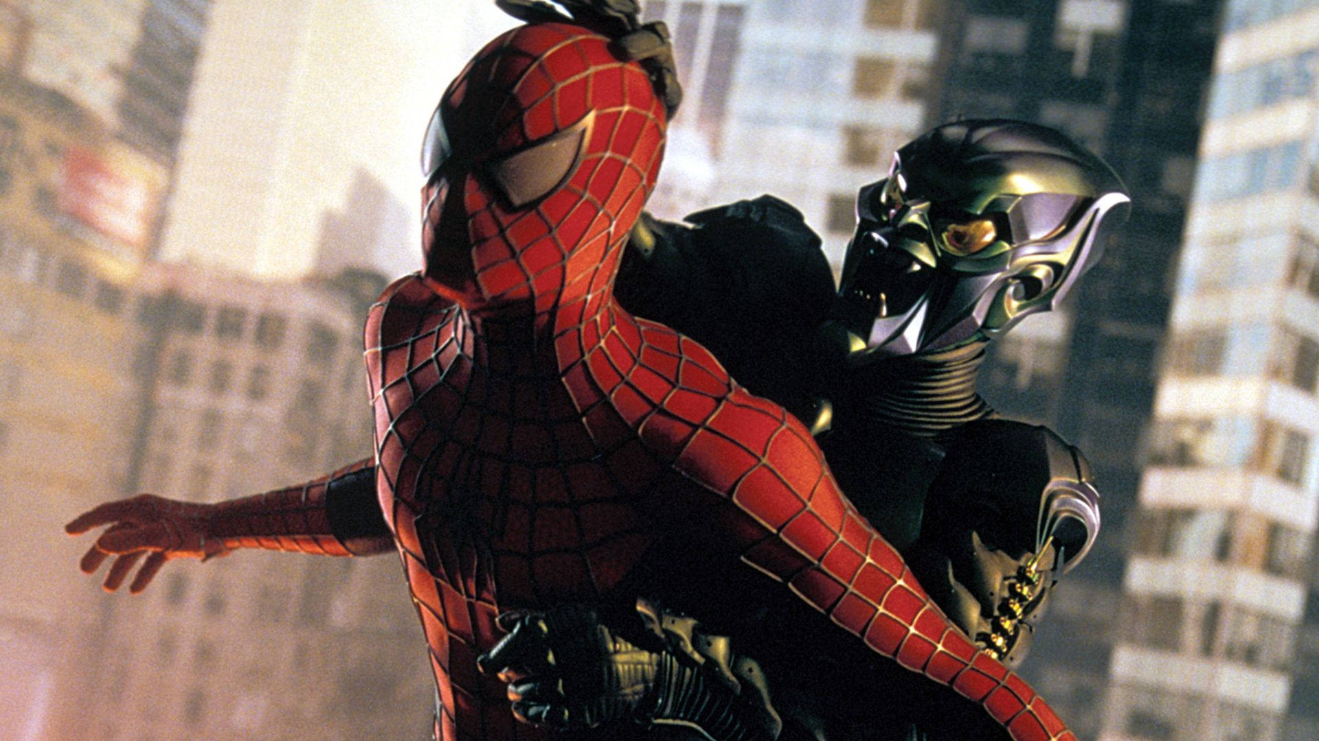 Spidermanluchando Contra El Duende Verde En Resolución 4k. Fondo de pantalla
