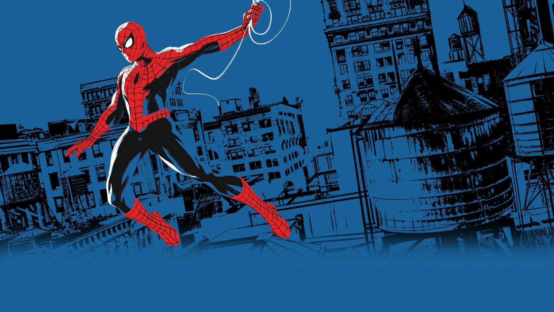 4k Spiderman Che Tiene Una Corda Sfondo