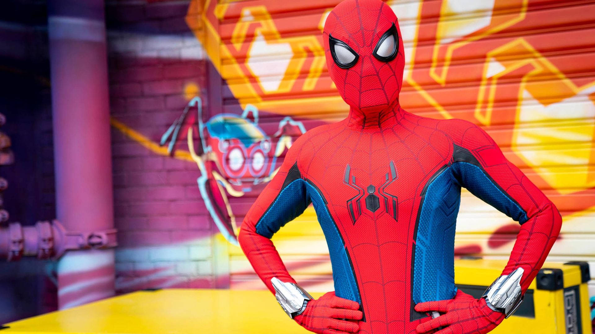 4k Spiderman Med Farverig Væg Wallpaper