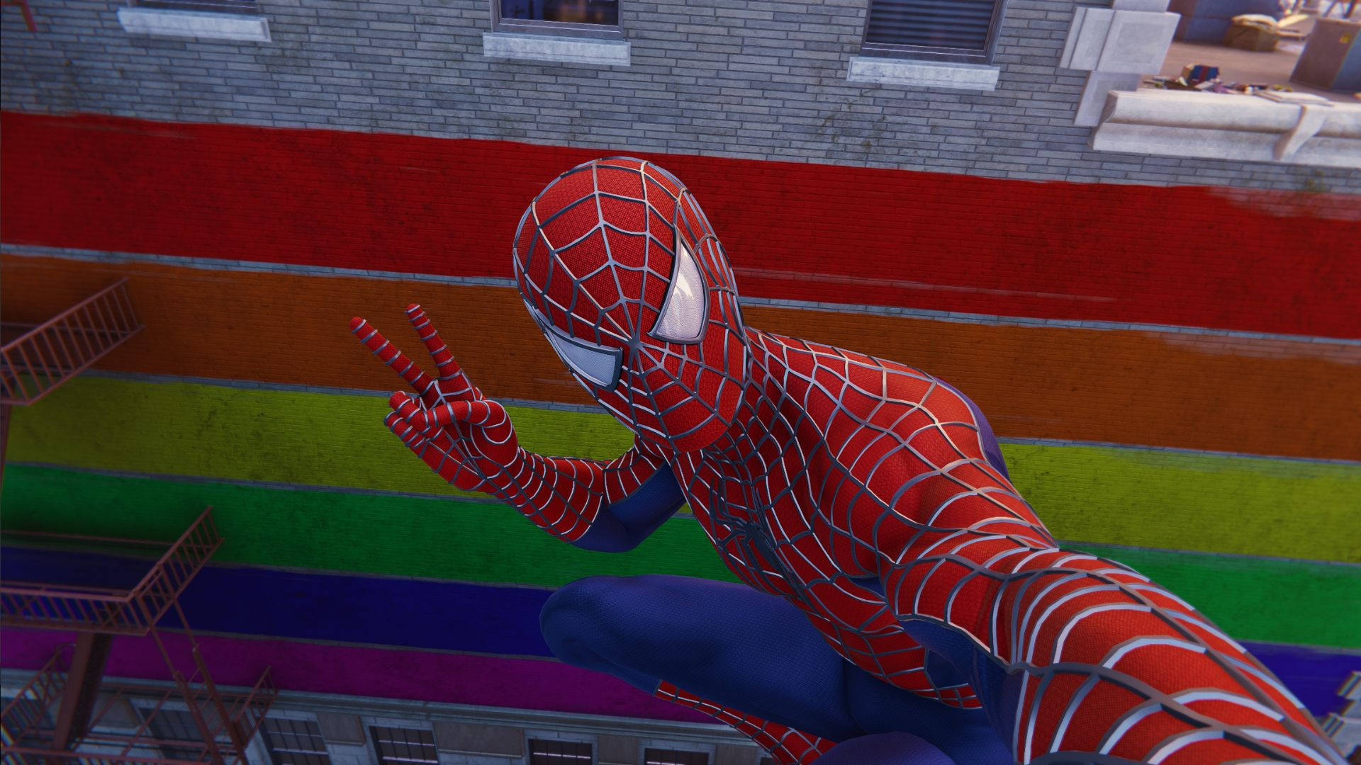 4K Spiderman Peace Tegn Tapet: Wallpaper