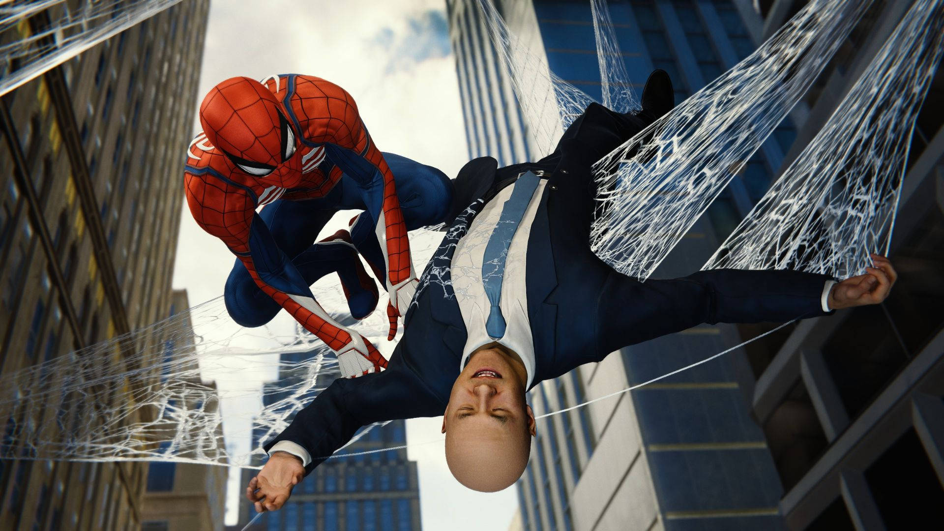 4k Spiderman der redder en mand tapet Wallpaper
