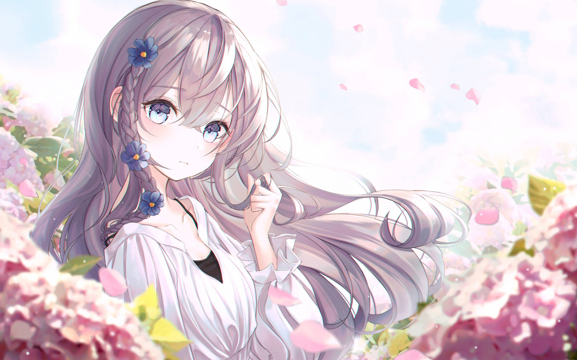 4k Spring Cute Girl Flowers Picture