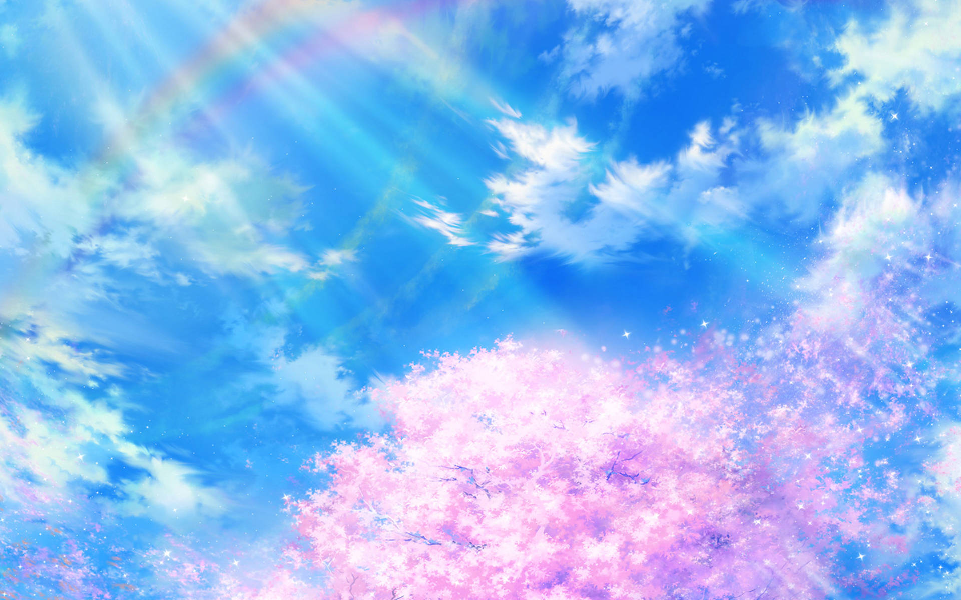 4k Spring Sakura Tree Rainbow Wallpaper