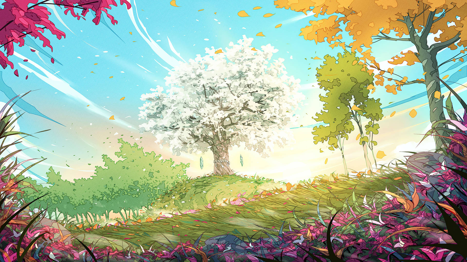 4k Spring Trees Artwork Wallpaper