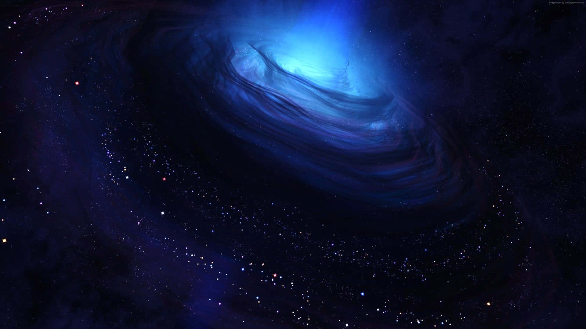 Einblauer Weltraum Mit Einem Schwarzen Loch In Der Mitte. Wallpaper