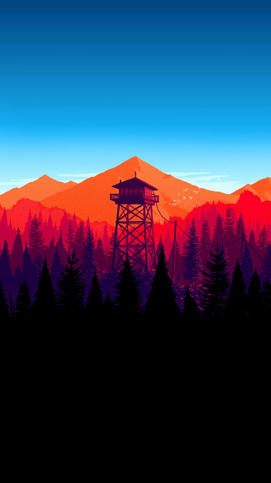 En bjerg med en tårn baggrunden Wallpaper