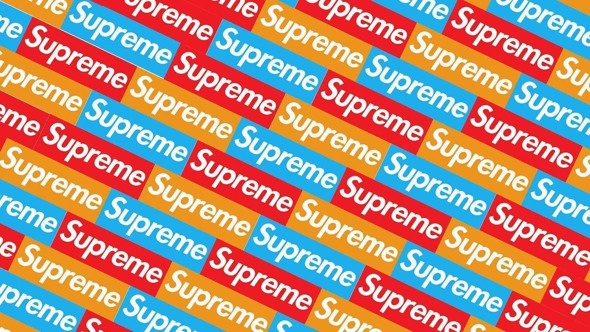 4K Supreme i gul rød og blå mønster Wallpaper
