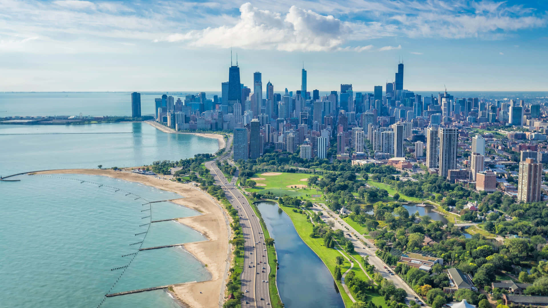 Unavista Impresionante De Chicago Desde Arriba Fondo de pantalla
