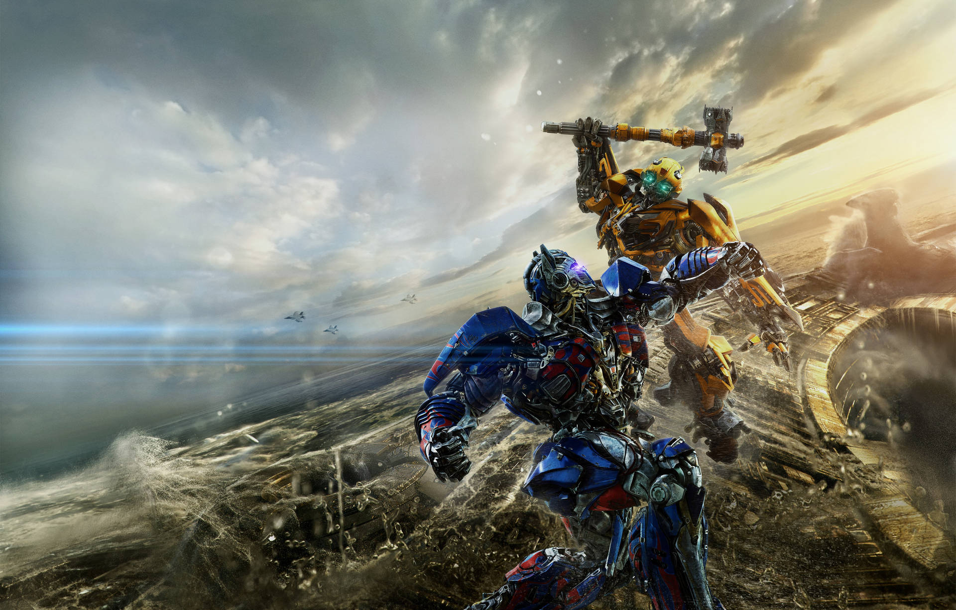 4K Ultra HD Transformers Optimus Bumblebee Fight Wallpaper