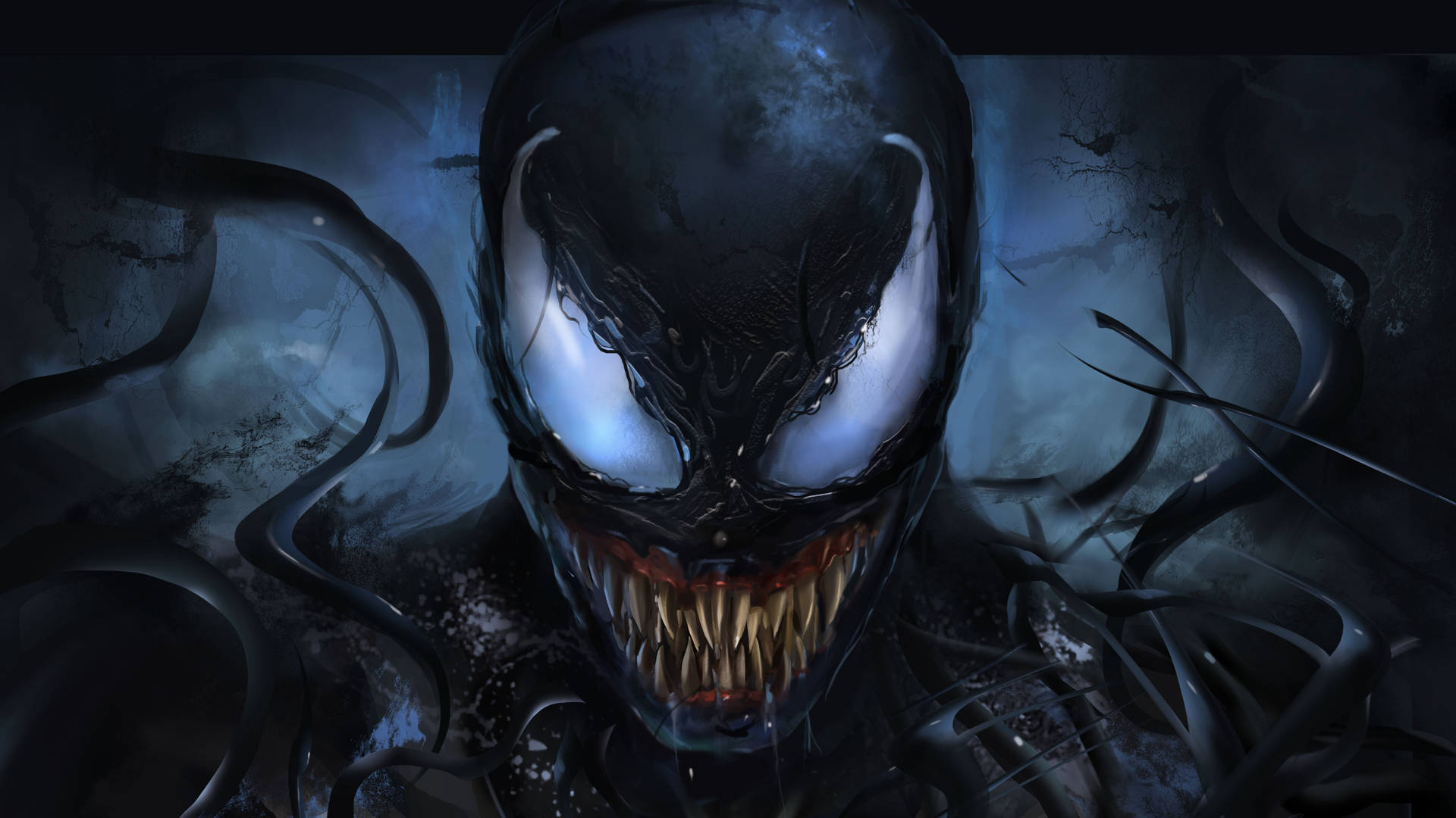 4kultra Hd Venom-ansikte Med Svart Kladd. Wallpaper