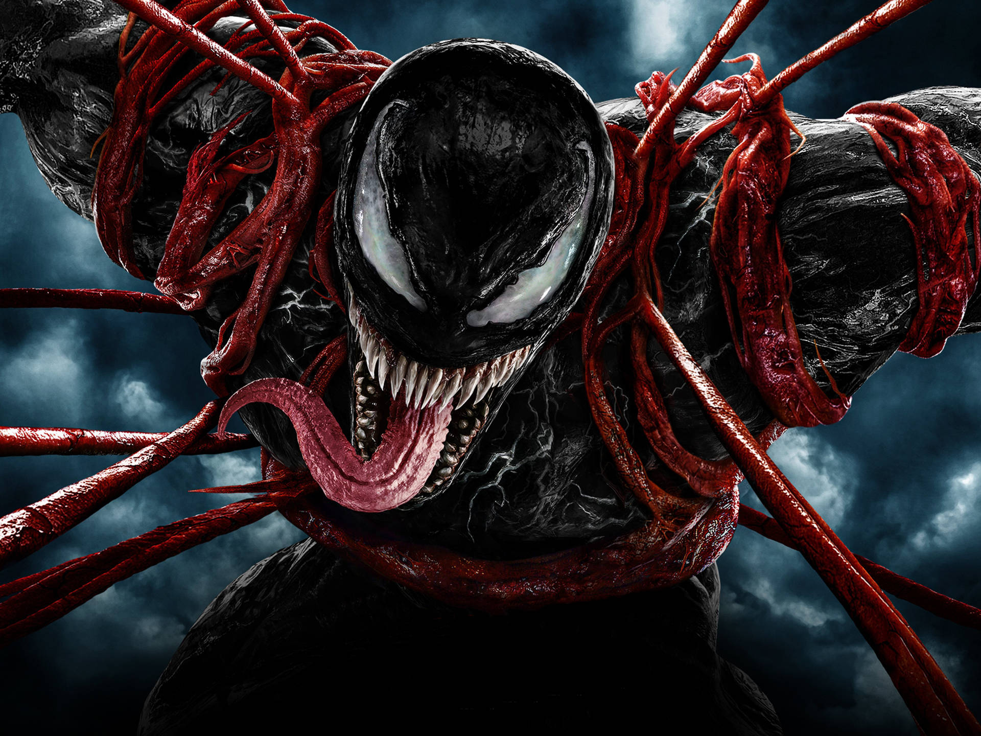Venom Engulfed in Carnage's Arms in Full 4K Ultra HD Wallpaper