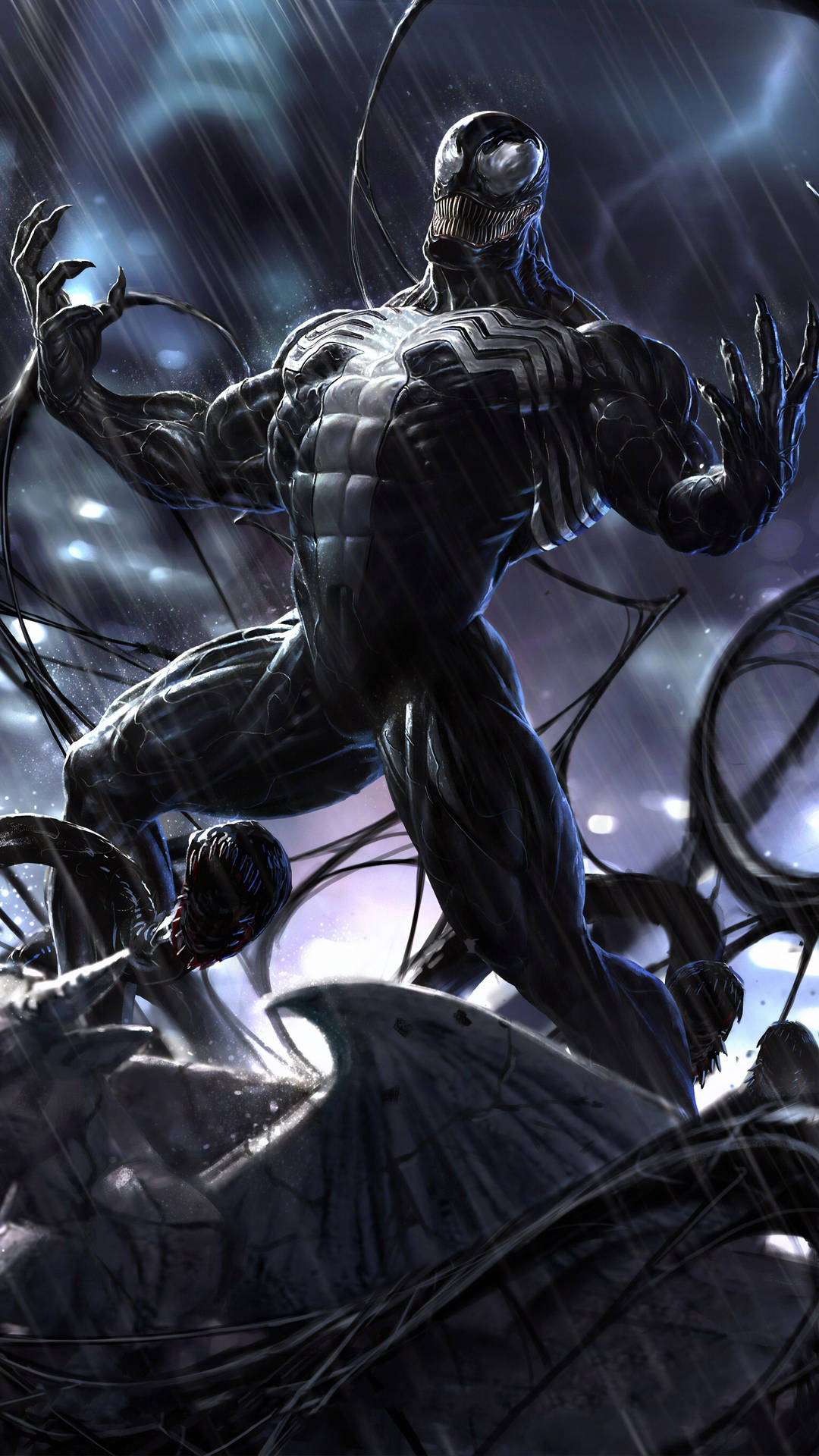 4k Ultra Hd Venom On Black Goo Wallpaper