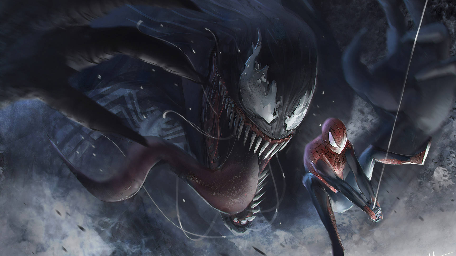 4K Ultra HD Venom Pursuing Spider-Man Wallpaper