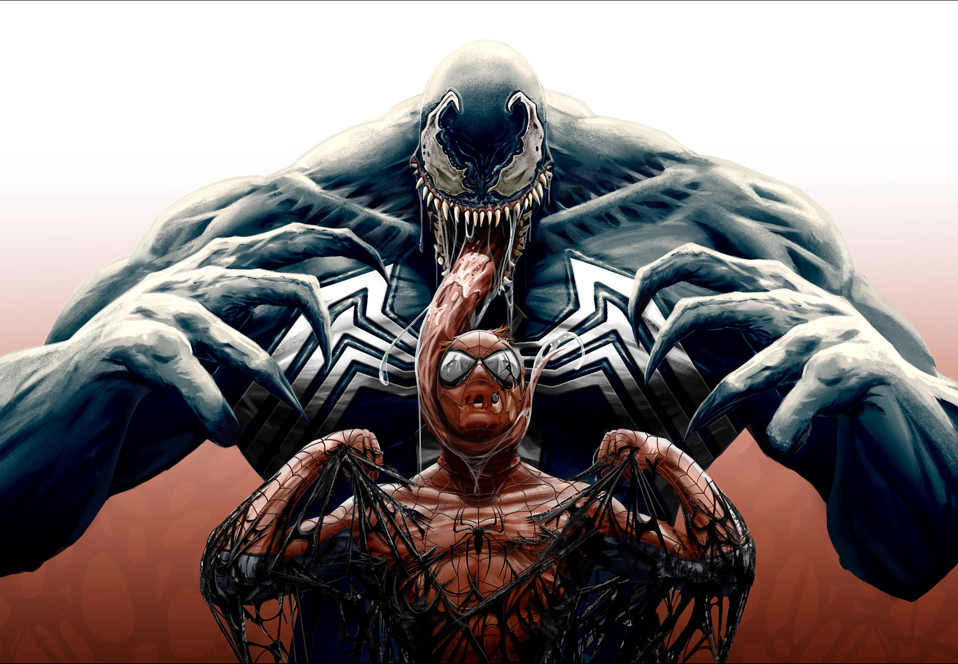 4K Ultra HD Venom Tongue On Spider-Man Wallpaper