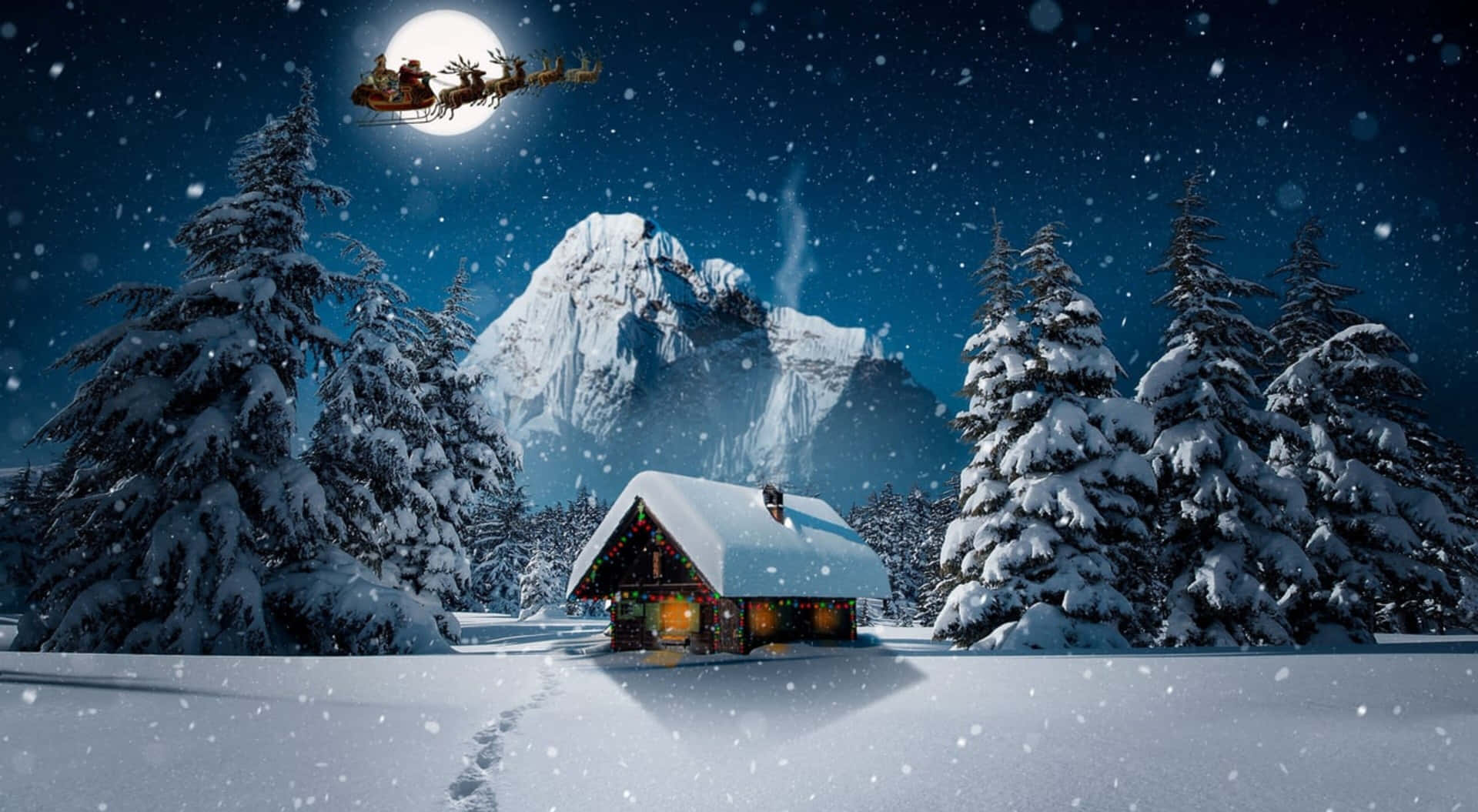 Christmas Night In 4k Winter Background