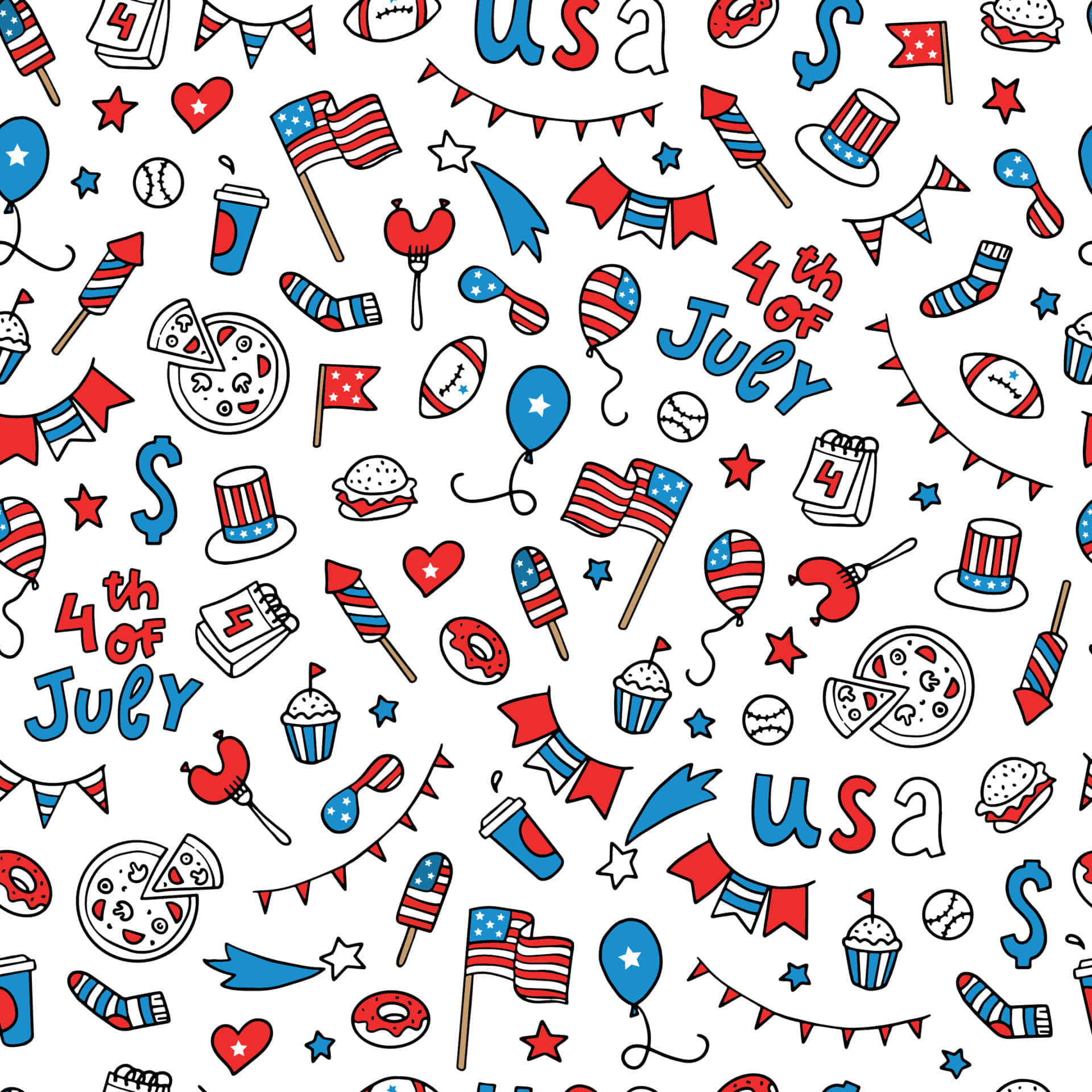 4thof July Celebration Doodles Wallpaper