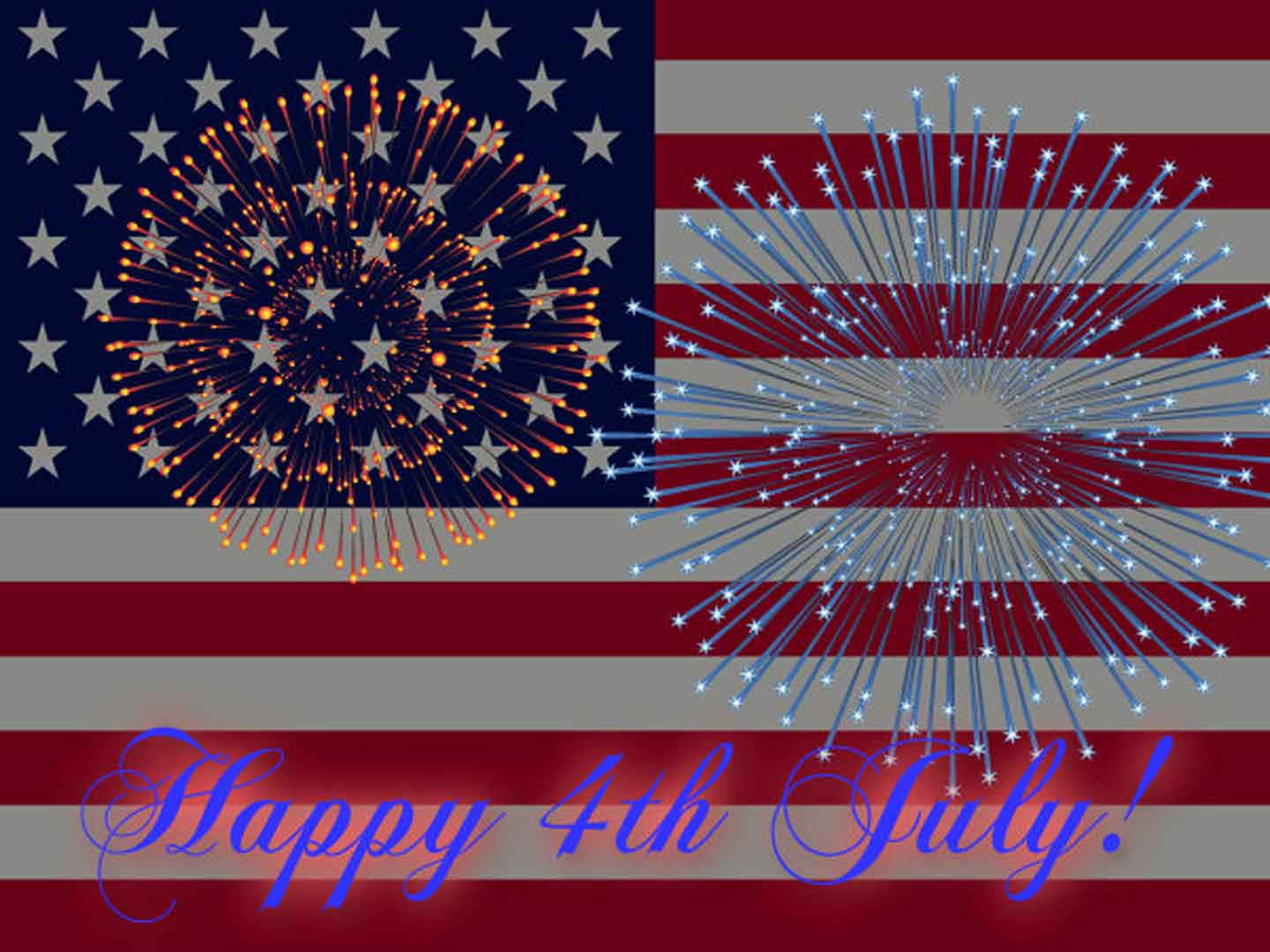 4thof July Fireworksand Flag Aesthetic Wallpaper