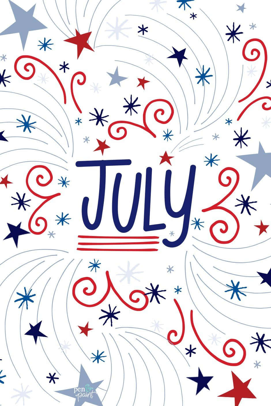 4thof July Fireworksand Stars Graphic Wallpaper