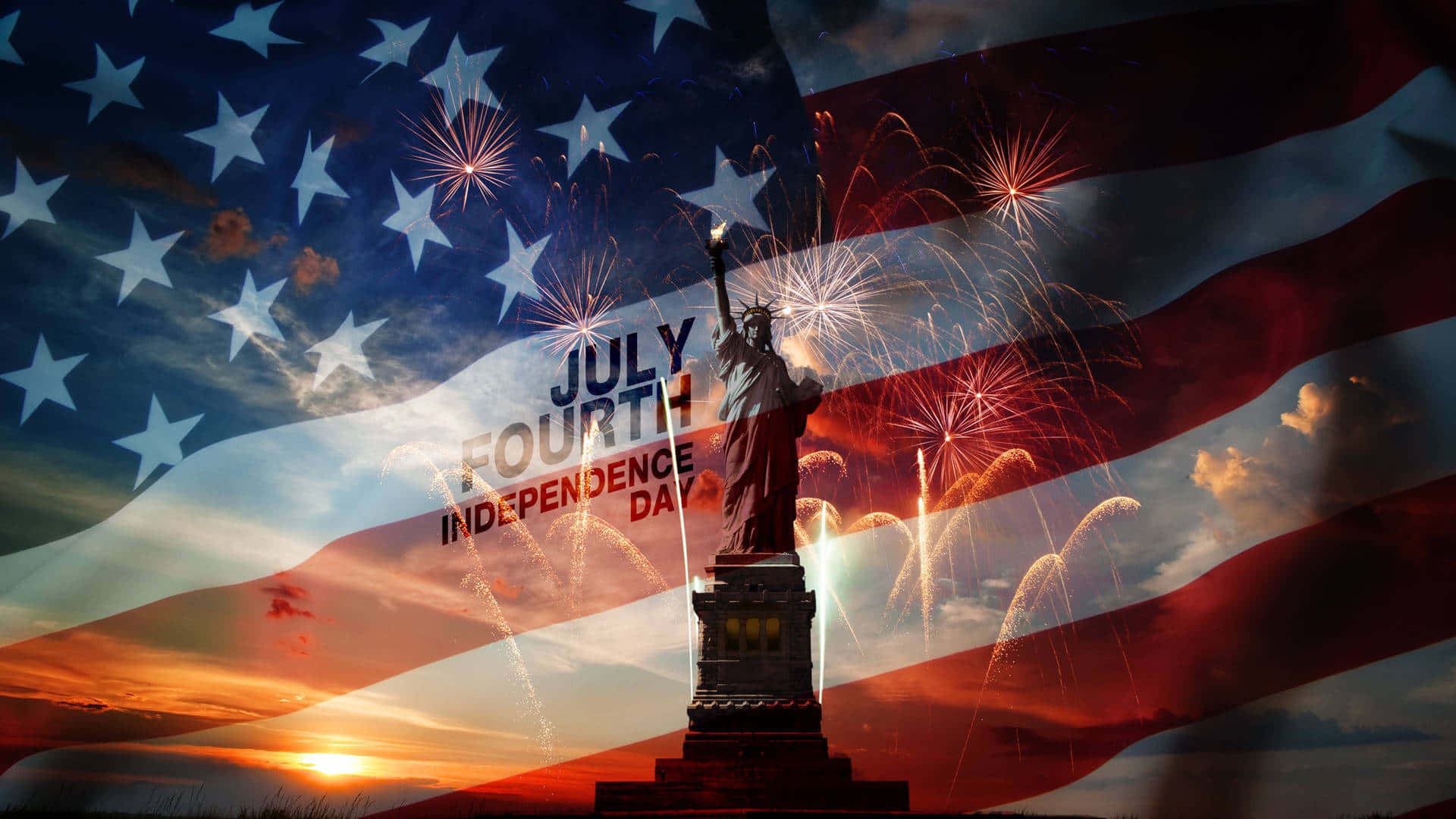 4thof July Fireworksand Statueof Liberty Wallpaper