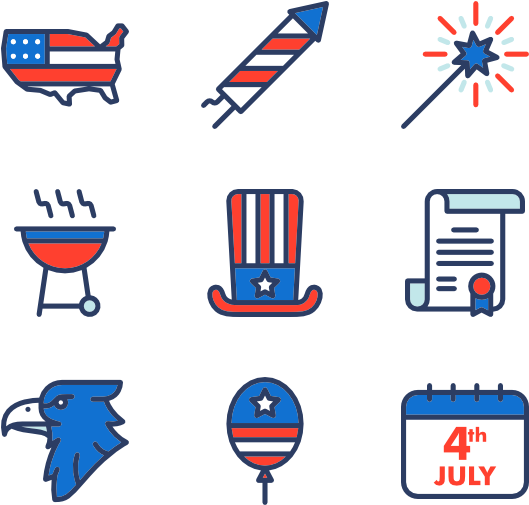4thof July Icons Set PNG