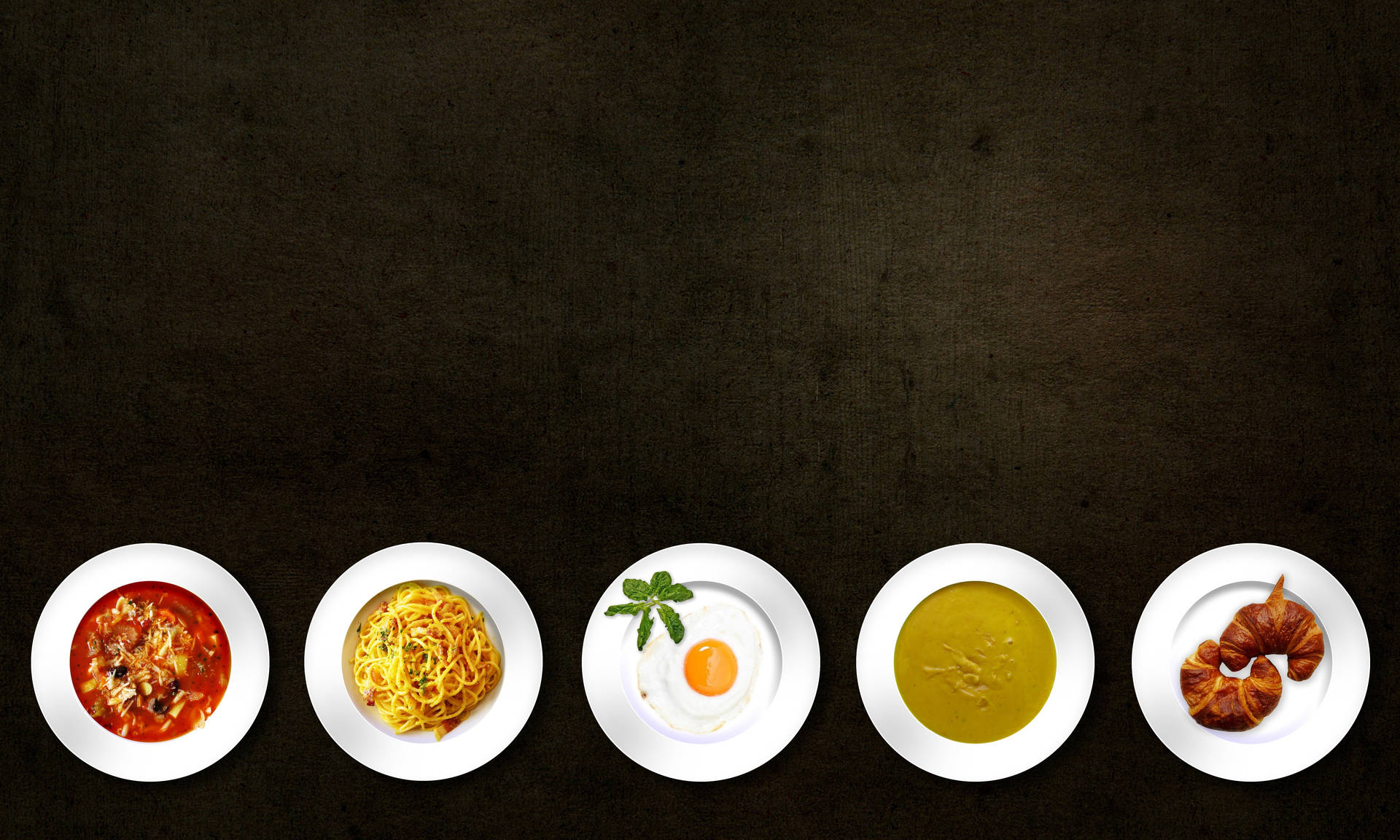 A feast for the eyes - Five assorted plates of delectable cuisine. Wallpaper
