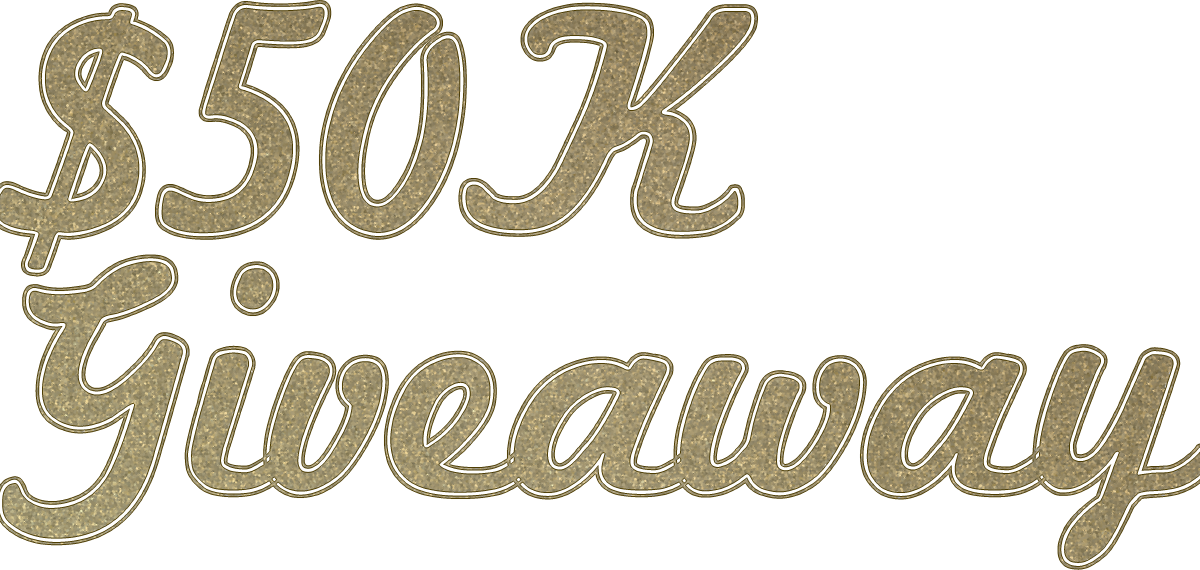50 K Giveaway Text Graphic PNG
