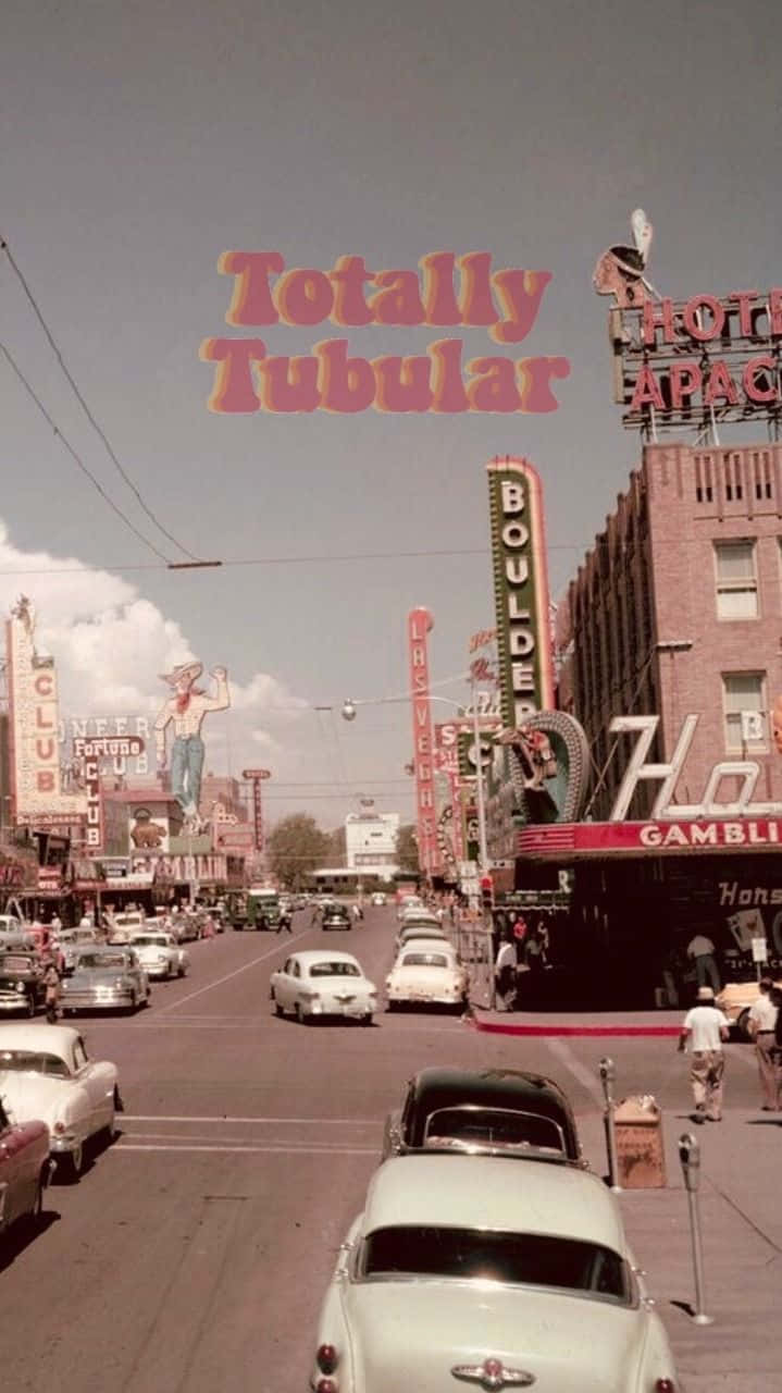 Papelde Parede Com Estética Vintage Dos Anos 60 Em Las Vegas. Papel de Parede