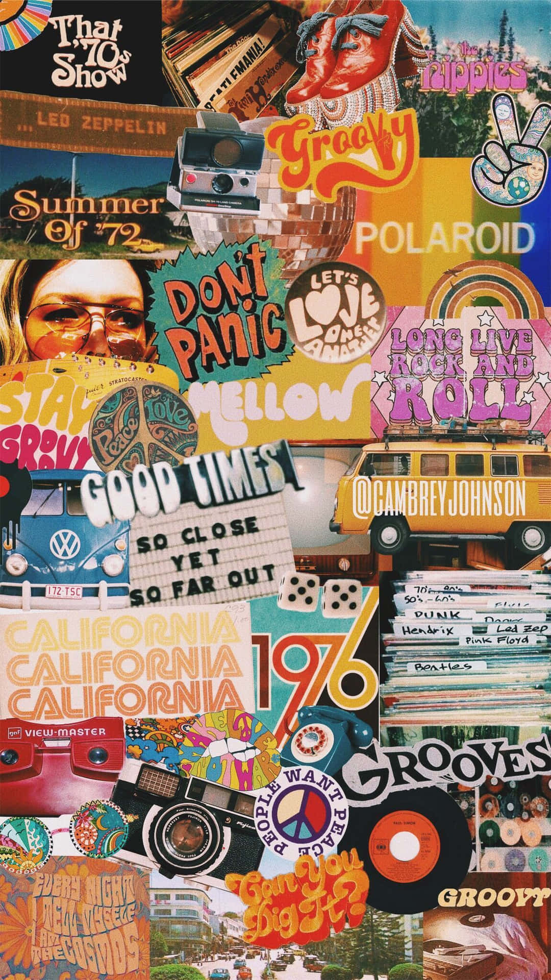 En collage af forskellige stickers og plakater Wallpaper