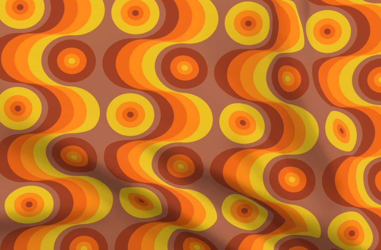 70's Groovy Background Yellow Circular And Wavy Texture