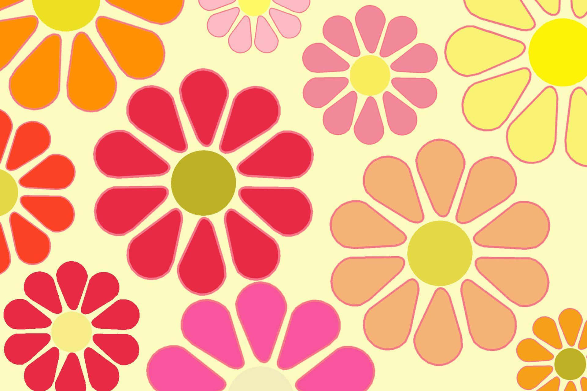 Download 70's Groovy Background Colorful Flower Pattern Drawing | Wallpapers .com