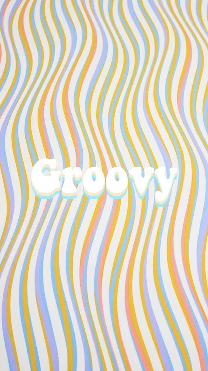 70's Groovy Background Text With Colorful Squiggly Lines