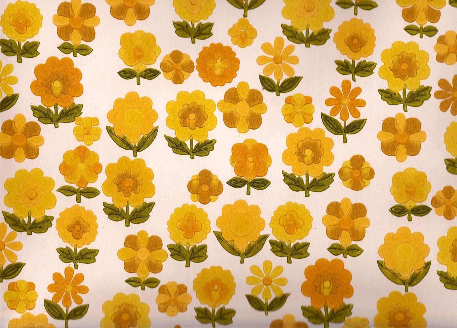 Floral Retro Style 70s Aesthetic Desktop Wallpaper