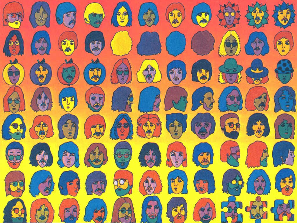 Bandade Rock Inglesa The Beatles En Un Diseño Estético De Los Años 70 Para Escritorio. Fondo de pantalla